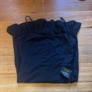 Lulus Black Bodycon Mini Dress with Ruffled Bottom, Size Medium